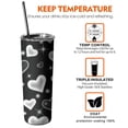 thumbnail image 3 of Black and White Love Skinny Tumbler 20oz - Insulated Water Bottle- Insulated Travel Coffee Mug, 3 of 7