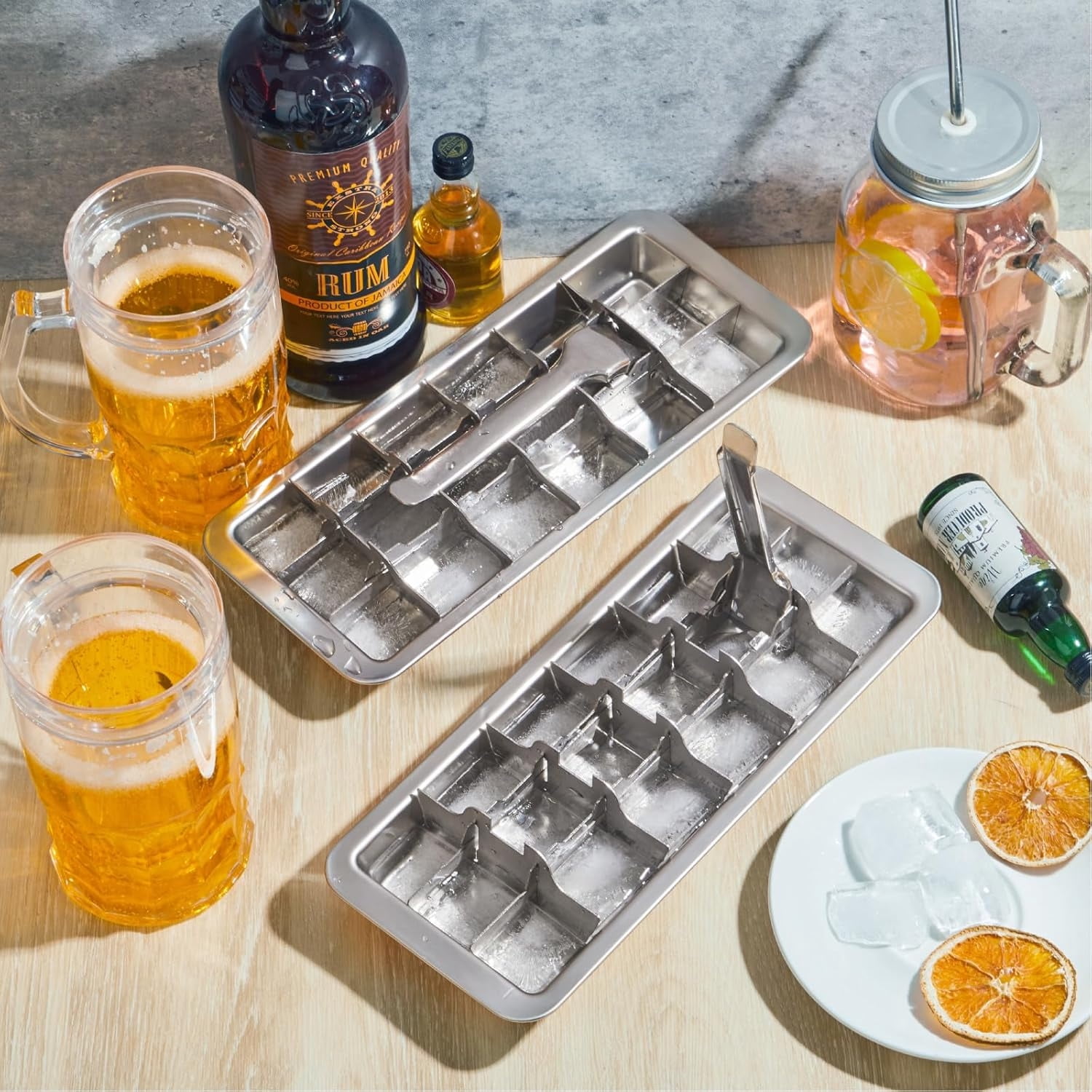 Topboutique Ice Cube Tray 18 Slot Ice Cube Maker with Easy Release Handle Stainless Steel Ice Cube Tray Dishwasher Safe for Bars, Kitchens & Frozen Foods,1 Pc