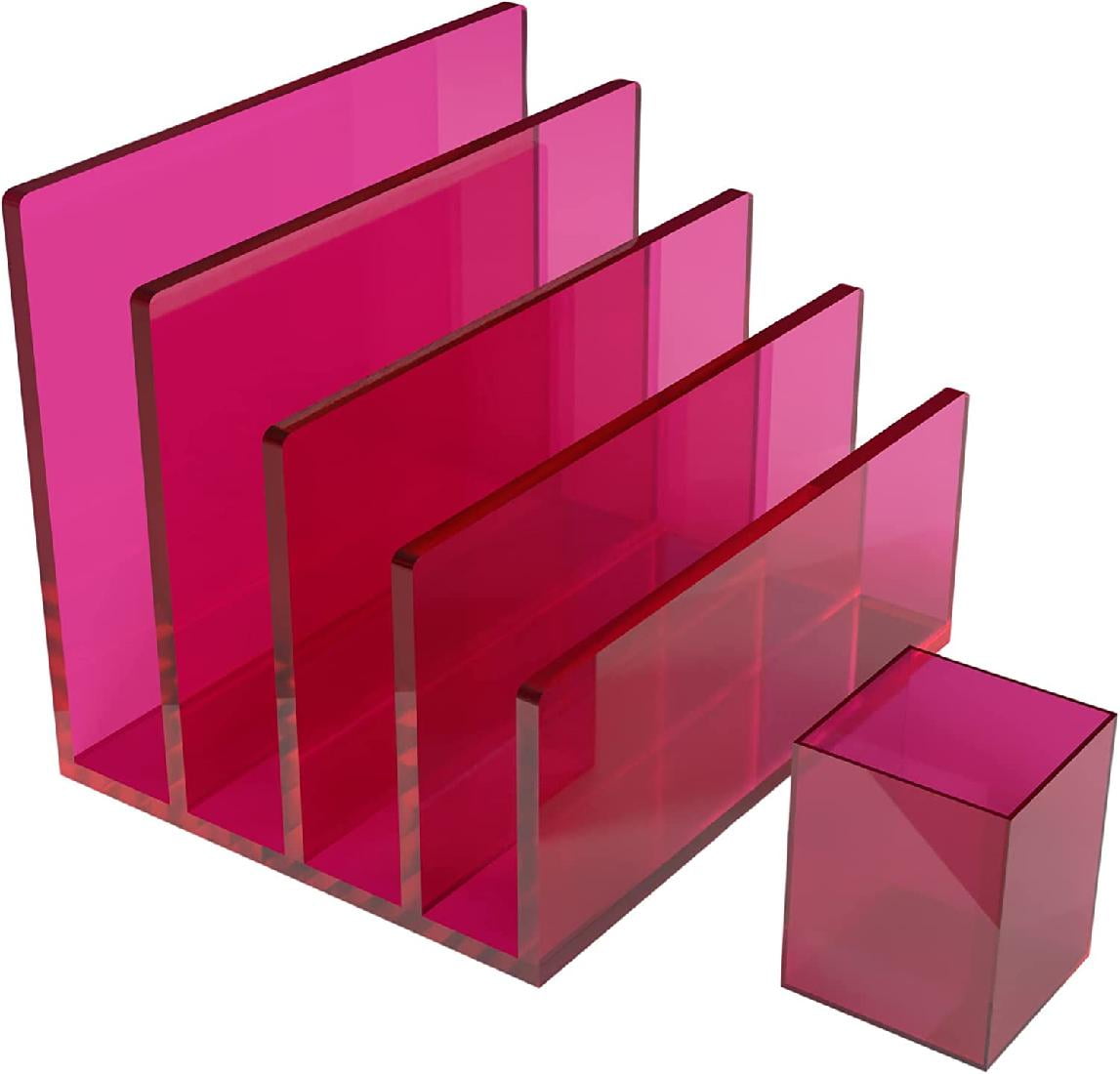 thick Acrylic File Organizer and Matching Pen holder Clear Desk