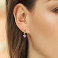 thumbnail image 3 of Gem Stone King 925 Silver and 10K Yellow Gold Pink Moissanite Dangle Earrings for Women (1.00 Cttw, Gemstone Birthstone, Heart Shape 5MM), 3 of 3