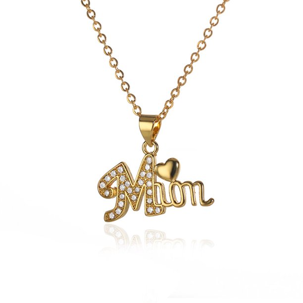 GATTVICT Aesthetic Colored Zircon Mom Mami Heart Pendant Necklaces For Girl Women Maternal Love Necklace Jewelry Mother‘s GiftChina Gao Jinjia LED