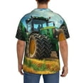 thumbnail image 3 of Rateoe Green Tractor Field Pattern Men's Short Sleeve Classic Shirt, Casual Short-Sleeved Shirt, Lightweight Summer Shirt, Cuban Collar Shirt,Button-Front Shirt-Small, 3 of 5