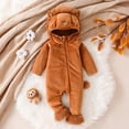 thumbnail image 2 of OJSFQUFP Baby Toddler Fuzzy Plush Hooded Zipper Jumpsuit with & Tail Infant Cosplay Romper for Halloween, 2 of 7