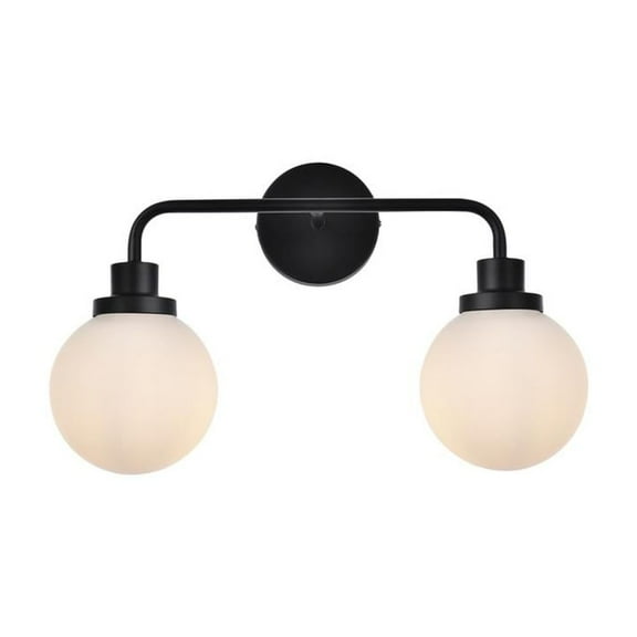 Living District Hanson 2 lights bath sconce in black with frosted shade