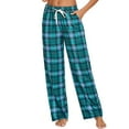 thumbnail image 4 of Aboser Women Pajama Pants Soft Plaid Pjs Buttoms Casual Wide Leg Sleep Pants with Pockets Loungewear Comfy Elastic Waist Pajamas Pants, 4 of 8
