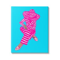 Stupell Industries Stripe Pattern Pop Style Fashion Woman Sitting Graphic Art Gallery Wrapped Canvas Print Wall Art, Design by Amelia Noyes