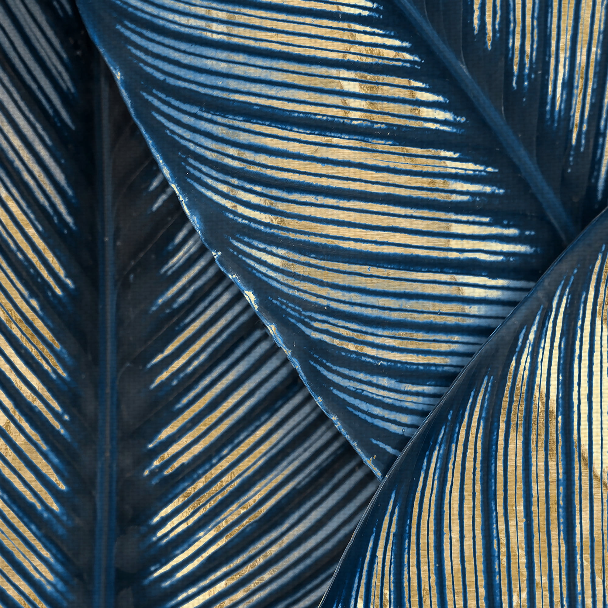 Masterpiece Art Gallery Indigo & Gold Tropical Leaves by Belle Maison Canvas Art Print 22" x 28"