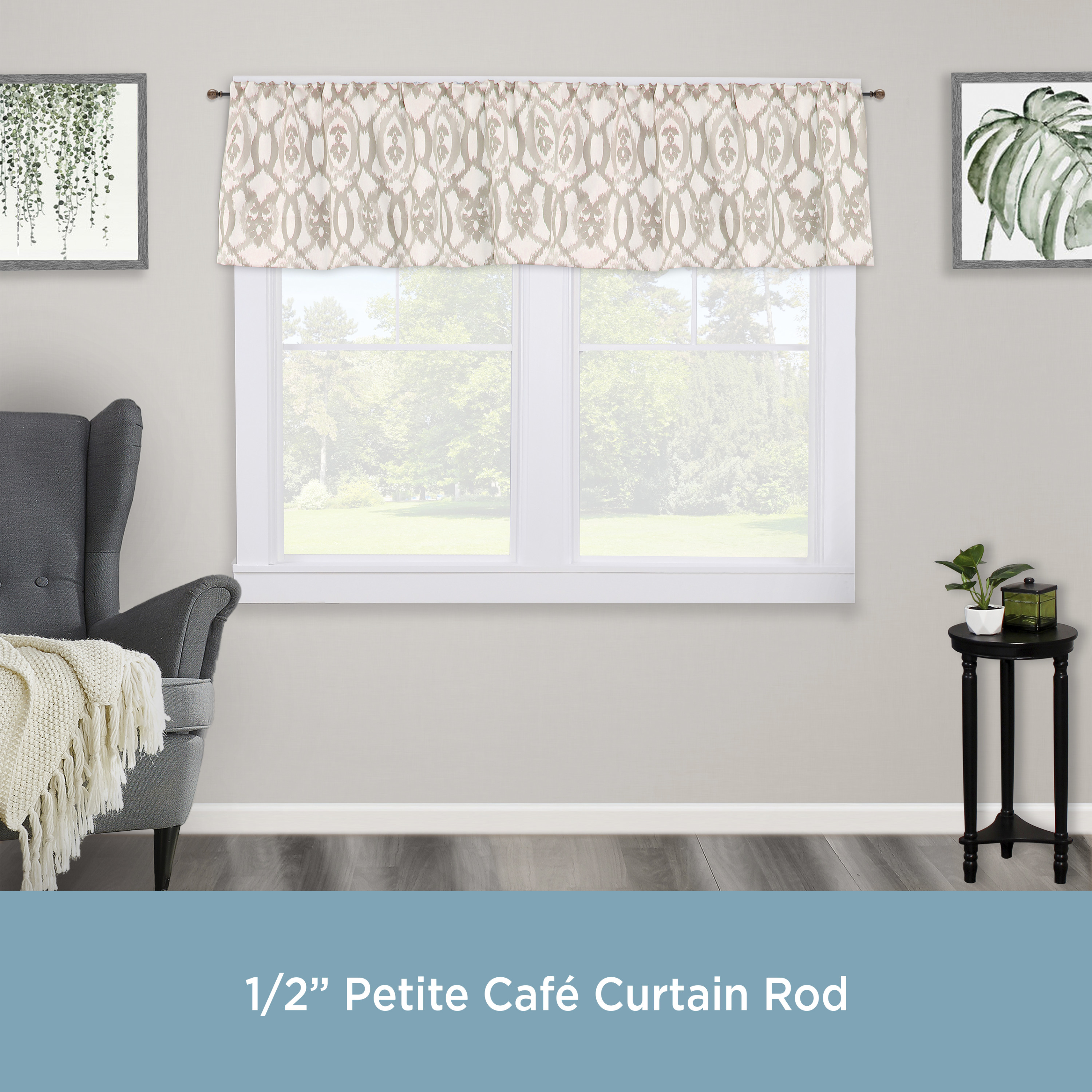 Kenney Jillian 48-86" Petite Café Adjustable Curtain Rod, 1/2" Dia., Brown Marble