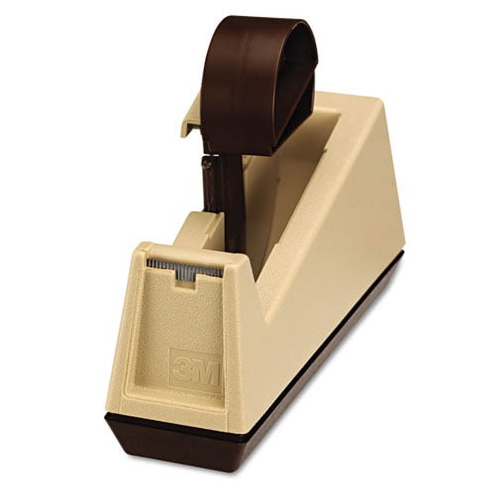 Heavy-Duty Weighted Desktop Tape Dispenser, 3" Core, Plastic, Putty/brown | Bundle of 2 Each