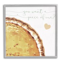 Stupell Industries Want a Piece Of Me Funny Pumpkin Pie Graphic Art Gray Framed Art Print Wall Art, 17x17, by Daphne Polselli
