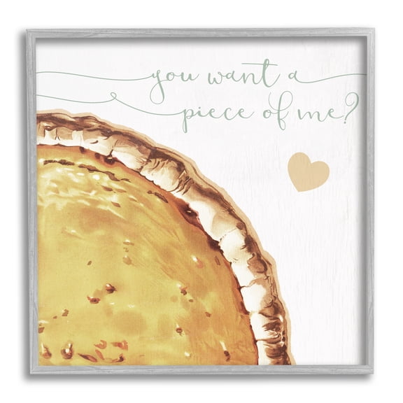 Stupell Industries Want a Piece Of Me Funny Pumpkin Pie Graphic Art Gray Framed Art Print Wall Art, 17x17, by Daphne Polselli