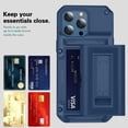 thumbnail image 3 of Feishell for iPhone 12/12 Pro Back Wallet Case with Slide Invisible Card Holder, Shockproof Rugged Dual Layer Anti-Scratch Foldable Kickstand Armor Phone Case for Men Women,Blue, 3 of 7