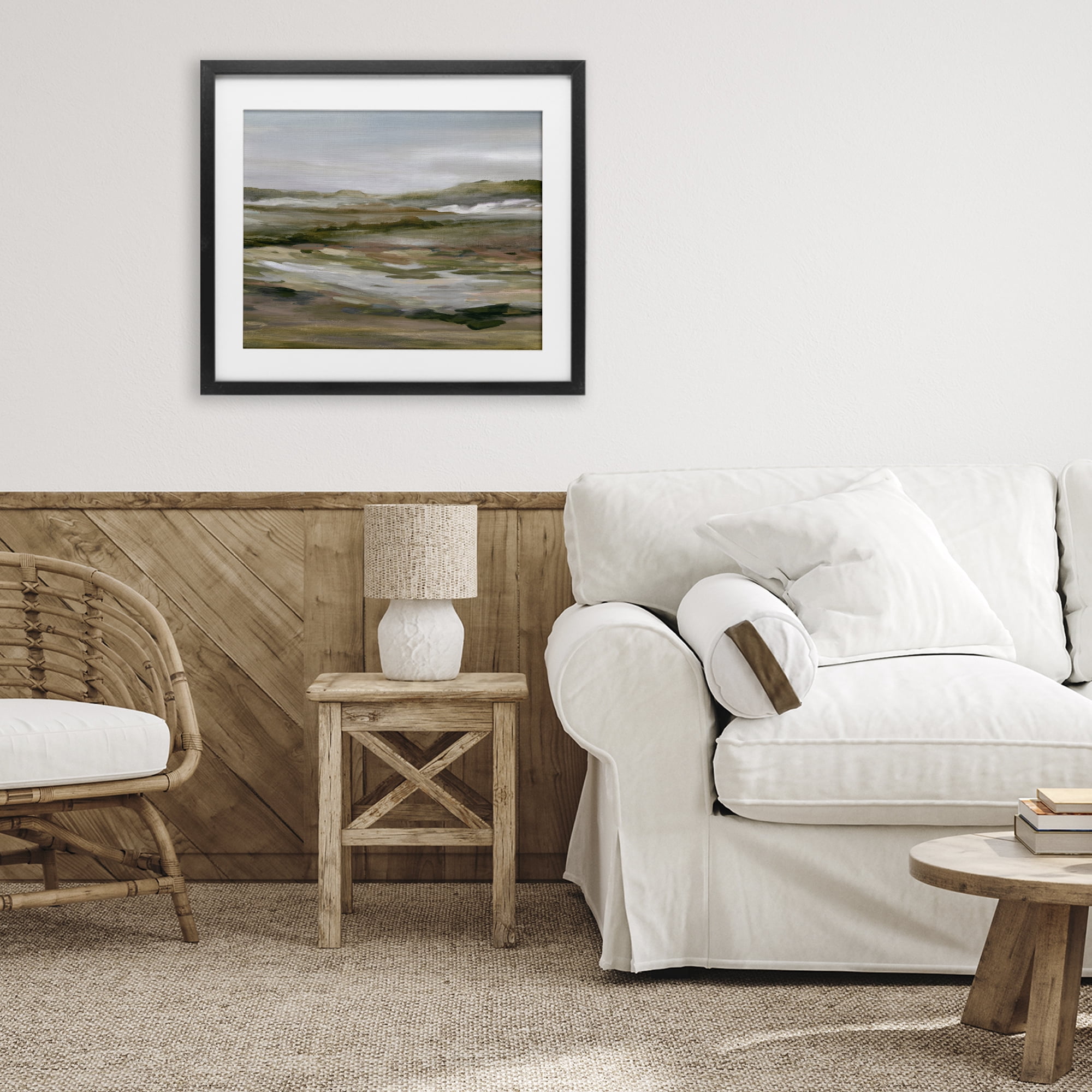 Stupell Industries Natural Meadow Abstract Horizon Black Framed Print Under Glass, design by Carol Robinson
