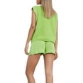 thumbnail image 2 of xiaxaixu Women Solid Color Outfits, Loose Round Neck Knit Tops + Shorts, 2 of 5
