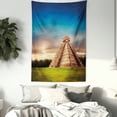 thumbnail image 3 of Travel Tapestry, Image of Kukulkan Pyramid in Chichen Itza Yucatan Mexico Monument, Wall Hanging for Bedroom Living Room Dorm Decor, 60W X 80L Inches, Night Blue Multicolor, by Ambesonne, 3 of 5