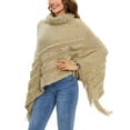 thumbnail image 3 of LELINTA Women Kintted Poncho Crochet Pattern Pullover Cardigan Soft Wrap Color Block Fringe Tassel Poncho Sweater, 3 of 6