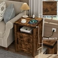 thumbnail image 6 of Easoger Nightstand with Charging Station 2-Piece Set, Farmhouse End Table with Barn Door, Sofa Side Table with Storage Space, for Livingroom and Bedroom, Brown, 6 of 11