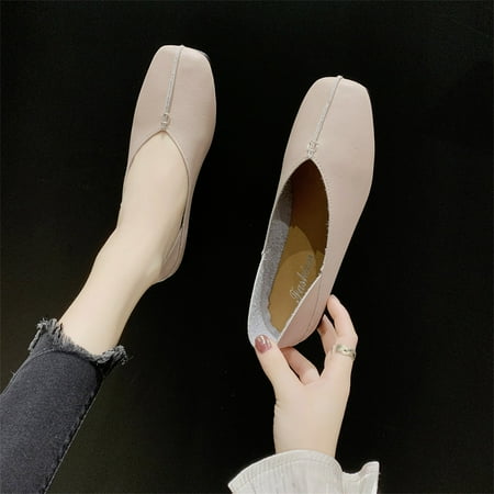 eczipvz Walking Shoes Women Women s Leather Sneaker Classic Walking Casual Slip on Loafers Beige
