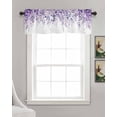 thumbnail image 3 of Purple Eucalyptus Linen Curtain Valance for Bedroom/Bathroom/Kitchen/Office/Living/Dining Room Windows,Romantic Elegant Flower Leaves Herbs Pocket Topper Drapes Decorative Cafe Drapery Panel 42x18, 3 of 6
