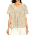 thumbnail image 3 of RKSTN Women's Oversized Sequin T Shirts Summer Sparkly Glitter Crewneck Ruffled Short Sleeve Shirts Pullover Top Womens Casual Solid Plus Size Round Neck Loose Double Layer Shimmer Effect Tee Shirt, 3 of 9