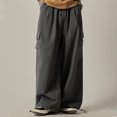 thumbnail image 4 of BXINGOHAI Men's Baggy Cargo Pants Trendy Casual Parachute Pant Loose Fit Harem Joggers with Pockets for Streetwear L, 4 of 5