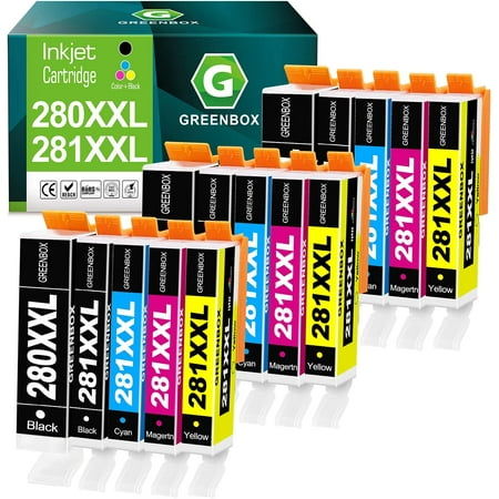 klcvefos Compatible Ink Cartridge Replacement for Canon 280 281 PGI-280XXL CLI-281XXL for Canon PIXMA TR7520 TR8520 TS9120 TS6120 TS6220 TS8120 TS8220 TS9520 TS9521 Printer (15 Pack) Product Description 280/281XXL Ink Cartridge - 5 Pack 280XXL Ink Cartridge - 3 Pack 280/281XXL Ink Cartridge - 10 Pack 280/281XXL Ink Cartridge - 6 Pack 281XXL Ink Cartridge - 5 Pack 280/281XXL Ink Cartridge - 15 Pack Contents 5 pack (1 x Large Black 280XXL  1 x Small Black 281XXL  1 x Cyan 281XXL  1 x Magenta 281XXL  1 x Yellow 281XXL) 3 pack (3 Large Black PGBK) 10 pack (2 x Large Black 280XXL  2 x Small Black 281XXL  2 x Cyan 281XXL  2 x Magenta 281XXL  2 x Yellow 281XXL) 6 Pack (1 PGBK  1 Black  1 Cyan  1 Magenta  1 Yellow  1 Photo blue) 5 Pack (5 Photo blue) 15 Pack (3 PGBK  3 Black  3 Cyan  3 Magenta  3 Yellow) High Page Yield 600 pages per PGI-280XXL large black ink cartridge  6360 pages per CLI-281XXL small black ink cartridge  830 pages per CLI 281XXL color ink cartridge (5% coverage) 600 pages per PGI-280XXL large black ink cartridge 600 pages per PGI-280XXL large black ink cartridge  6360 pages per CLI-281XXL small black ink cartridge  830 pages per CLI 281XXL color ink cartridge (5% coverage) 600 pages per PGI-280XXL large black ink cartridge  6360 pages per CLI-281XXL small black ink cartridge  830 pages per CLI 281XXL color ink cartridge (5% coverage) 830 pages per color CLI 281XXL ink cartridge(5% coverage) 600 pages per PGI-280XXL large black ink cartridge  6360 pages per CLI-281XXL small black ink cartridge  830 pages per CLI 281XXL color ink cartridge (5% coverage) Compatible Printer Pixma TR7520  Pixma TR8520  Pixma TS6120  Pixma TS8320  Pixma TS8120  Pixma TS9120，Pixma TS8220  Pixma TS6220  Pixma TS9520  Pixma TS6320  Pixma TS9521C  Pixma TS702  TS9100  TR8500  TR7500  TR8620  TS8322 Inkjet Printer Pixma TR7520  Pixma TR8520  Pixma TS6120  Pixma TS8320  Pixma TS8120  Pixma TS9120，Pixma TS8220  Pixma TS6220  Pixma TS9520  Pixma TS6320  Pixma TS9521C  Pixma TS702  TS9100  TR8500  TR7500  TR8620  TS8322 Inkjet Printer Pixma TR7520  Pixma TR8520  Pixma TS6120  Pixma TS8320  Pixma TS8120  Pixma TS9120，Pixma TS8220  Pixma TS6220  Pixma TS9520  Pixma TS6320  Pixma TS9521C  Pixma TS702  TS9100  TR8500  TR7500  TR8620  TS8322 Inkjet Printer Canon PIXMA TR7500  TR7520  TR8500  TR8520  TS6100  TS6120  TS6200  TS6220  TS702  TS8100  TS8120  TS8200  TS8220  TS9100  TS9120  TS9520  TS9521C Printer Pixma TS8120  Pixma TS9120  Pixma TS8220  Pixma TS8320  Pixma TS9100  Pixma TS8100  Pixma TS8200  Pixma TS8300 Inkjet Printer Pixma TR7520  Pixma TR8520  Pixma TS6120  Pixma TS8320  Pixma TS8120  Pixma TS9120，Pixma TS8220  Pixma TS6220  Pixma TS9520  Pixma TS6320  Pixma TS9521C  Pixma TS702  TS9100  TR8500  TR7500  TR8620  TS8322 Inkjet Printer