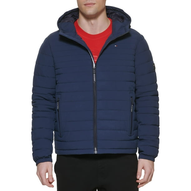 Chaqueta Tommy Hilfiger para hombre, de poliéster elástico, con capucha, plegable