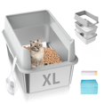 thumbnail image 1 of Caja de arena para gatos Zuqqony de acero inoxidable XL con tapa y accesorios, 1 of 7