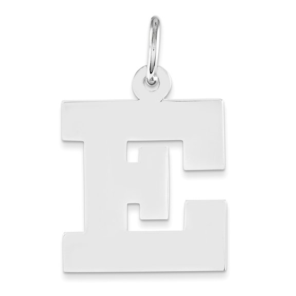 Sterling Silver Block Letter E Initial Charm Pendant