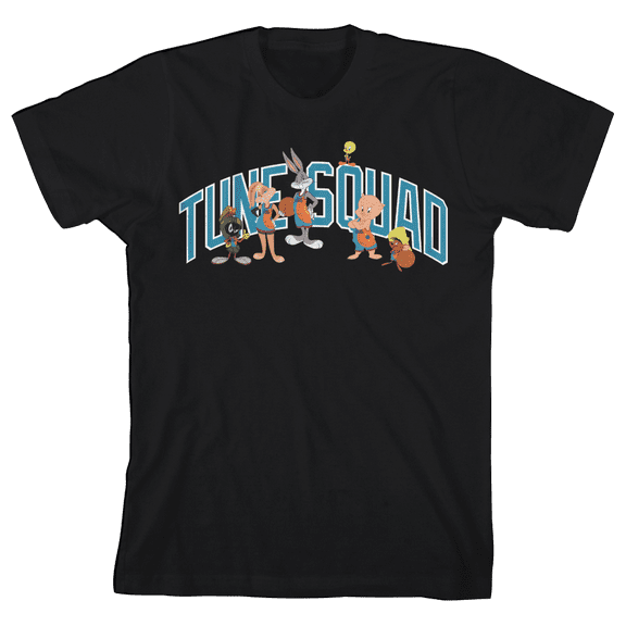 Space Jam 2: A New Legacy Tune Squad Youth Boy's Black Short Sleeve T-shirt-XS