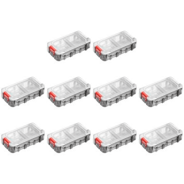 Caja de aparejos de pesca herramienta impermeable con tapa transparente de gran capacidad (+) rojo y blanco