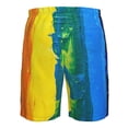 thumbnail image 6 of Wukai Rainbow Colored Print Beach Trunks with Compression Liner Swimsuit Quick Dry Beach Sports Shorts with Pocket-Small, 6 of 8