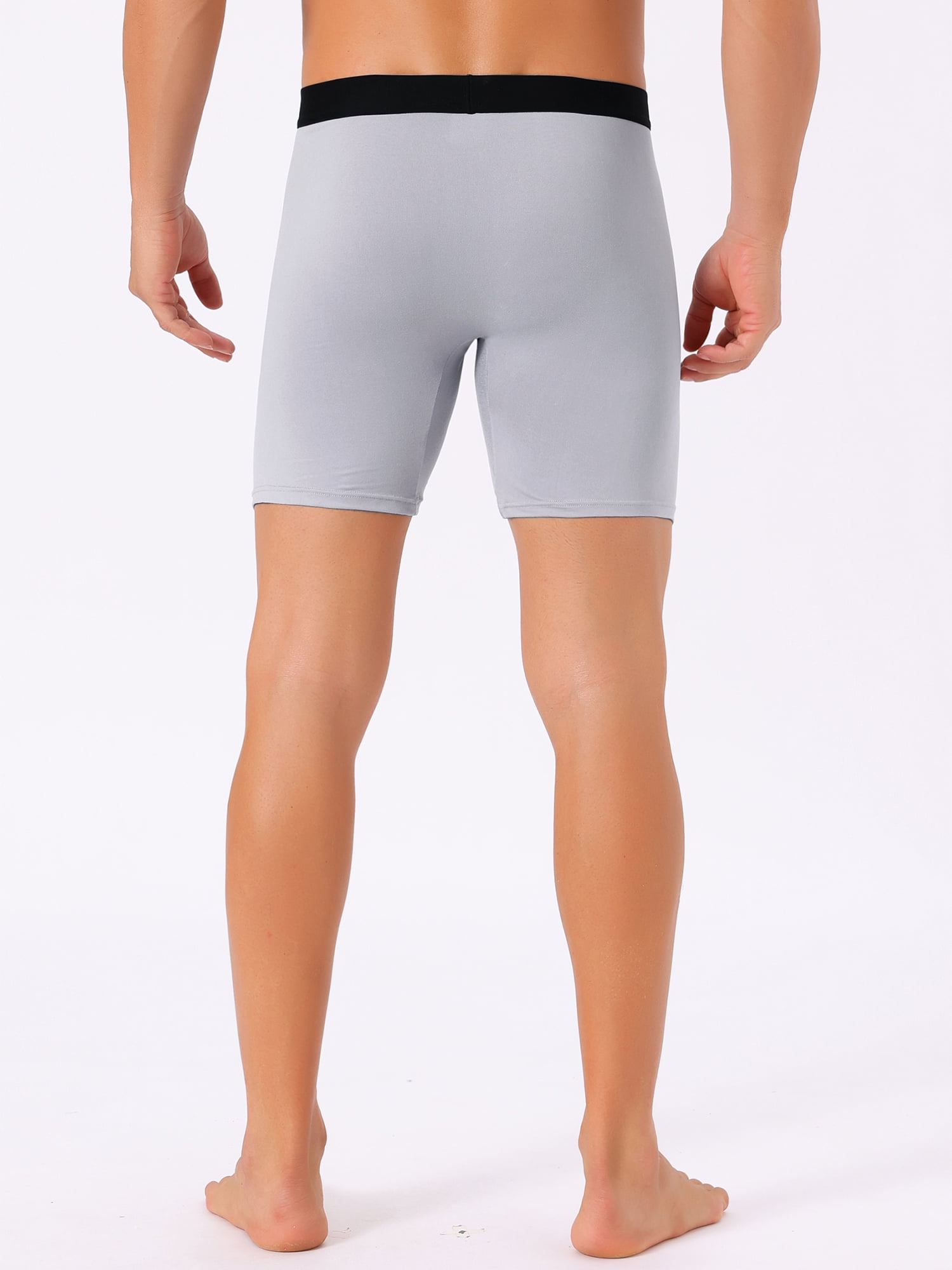 DARING DIVA Men's Lightweight Solid Color Soft Stretch Open-fly Boxer Briefs 28 Light Gray