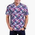 thumbnail image 2 of Salouo Skull Flower Blue for Men's Short Sleeve Polo Shirts,Polo Shirts for Men Performance Short Sleeve Golf Shirt Athletic Casual Collared T-Shirt-XX-Large, 2 of 8