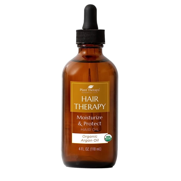 Plant Therapy Hair Therapy Hidrata y protege el aceite para el cabello 4 oz de aceite de argán orgánico puro y virgen orgánico de primera presión USDA para el rostro, el cabello, la piel, las uñas y
