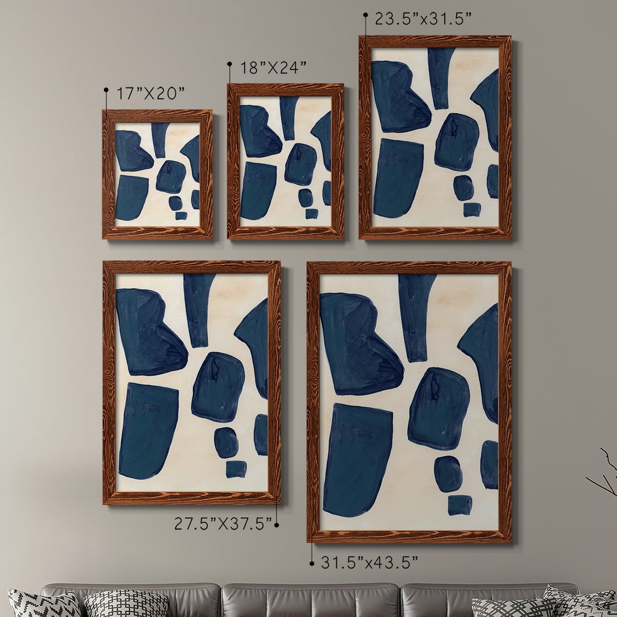 Blue Pieces I - Premium Framed Canvas 2 Piece Set - Ready to Hang