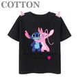 thumbnail image 3 of Camiseta de algodón con cuello redondo y manga corta para niños y bebés, diseño de dibujos animados de Disney Stitch, anime, moda de verano, 3 of 5