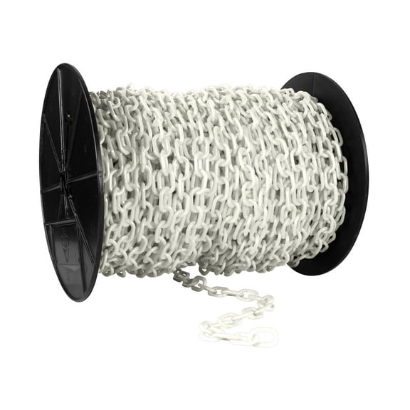 1 Inch x 250 Feet White Plastic Safety Chain Reel