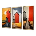 thumbnail image 3 of Designart "Landscape Barns Rural Collage VI" Farmhouse Framed Wall Art Set Of 3 - Red Barns Frame Gallery Wall Set For Home Decor, 3 of 7