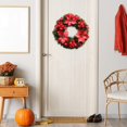 thumbnail image 6 of Iumwxz Christmas Wreath for Front Door 15 Inch Full Artificial Wreath with Glitter Berry Clusters and Frosted Branches Blue PVC Indoor Outdoor Holiday Decor, 6 of 8