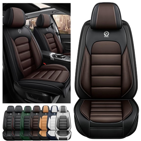 AFUNTIO Seat Covers for Volkswagen 99% Models,2PCS Leather Car Seat Cushions,Waterproof Car Sit Protectors,Nonslip Interior Accessories(Black and Coffee)