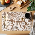 thumbnail image 2 of Palm Tree Monstera Placemats Set of 12 Brown Tan Leaf Boho Botanical Tropical Place Mats Indoor Wipeable Table Mats Washable Cloth Dining Table Placemats for Kitchen Holiday Party Decor 13x19 Inch, 2 of 9