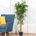 thumbnail image 3 of Costway 5' Artificial Bamboo Silk Tree Green Indoor-Outdoor Home Decor Planter, 3 of 10
