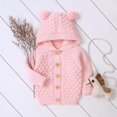 thumbnail image 2 of Godderr Baby Girls Boys Knit Cardigan Newborn Button Hooded Sweater Cotton Jacket for 3M-12M, 2 of 5