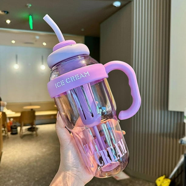 Botella de agua deportiva de paja de 1300 ml con mango de botella de beber portátil de gran capacidad Copa de agua de viaje para niños Uso diario
