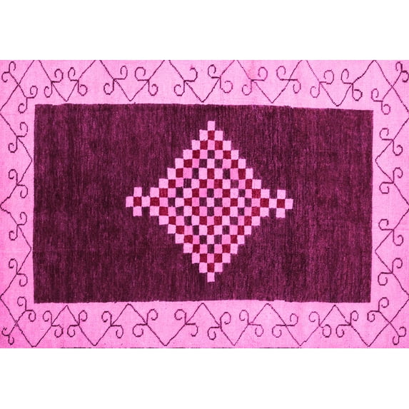 Ahgly Company Indoor Rectangle Abstract Pink Modern Area Rugs, 5' x 8'