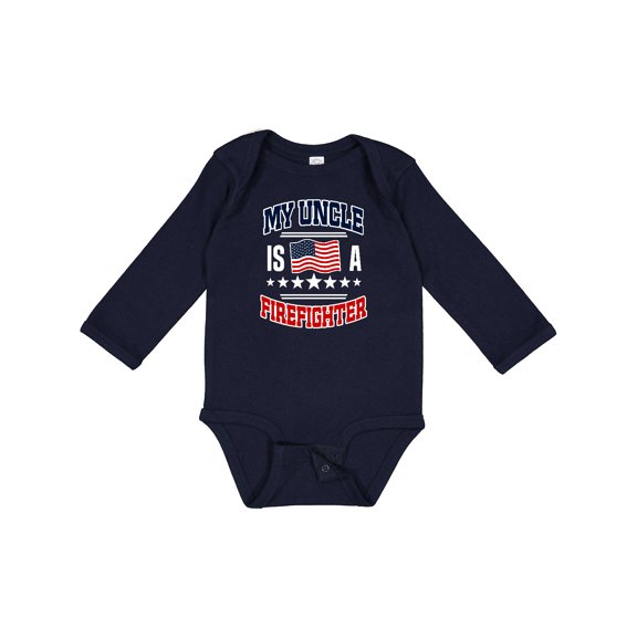 Inktastic My Uncle is a Firefighter Nephew Boys or Girls Long Sleeve Baby Bodysuit