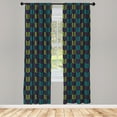 thumbnail image 4 of Ambesonne Abstract Window Curtains, Half Circles Contemporary, Each 28" W x 84" L, Teal Quartz Lime Green, 4 of 4