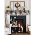 thumbnail image 4 of Orange Blue Pumpkins Fall Fireplace Mantle Scarf, Weeping Botanical Thanksgiving Plaid Mantel Cover Table Runner for Home Living Room Door Window, Indoor Outdoor Holiday Party Decor 17" x 90", 4 of 6