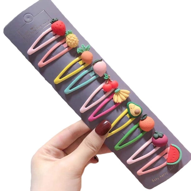 10 horquillas para el pelo con forma de paraguas, diseño de flores y frutas en 3D para niña